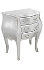 Nightstand (Bedside) baroque silver wood with white marble