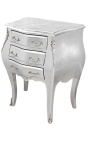 Noční stolek (Noční stolek) barokní stříbrný dřevěný s bílým mramorem