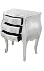 Nightstand (Bedside) baroque silver wood with white marble