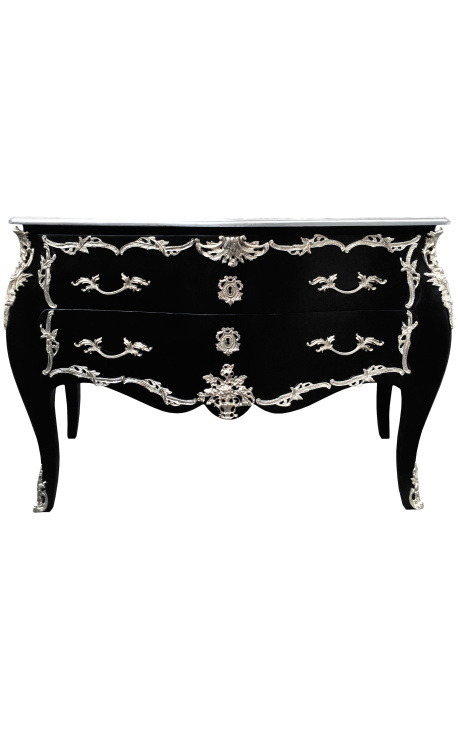 CHEST OF DRAWERS  LOUIS XV STYLE BLACK AND WHITE 