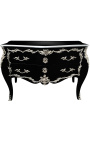 Commode baroque de style Louis XV noire avec bronzes argentés