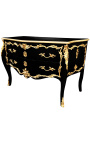 Grande commode baroque de style Louis XV noire, bronzes dorés