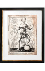 Grande gravura antiga do corpo humano "visio captori microcosmi secunda"