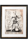 Large antique engraving of the human body "visio captori microcosmi prima"