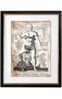 Grande gravura antiga do corpo humano "visio captori microcosmi tertia"
