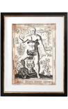 Grande gravure antique du corps humain visio captori microcosmi tertia