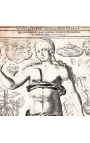 Grande gravure antique du corps humain "visio captori microcosmi tertia"