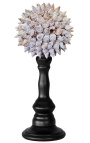 Ball with gray shells on wooden baluster