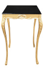 Square baroque bar table gilt wood with black top