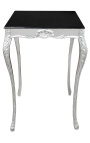 Square baroque bar table silver wood with black top