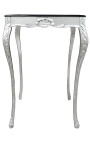 Square baroque bar table silver wood with black top