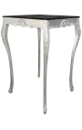 Square baroque bar table silver wood with black top