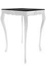 Τετράγωνο μπαρόκ τραπέζι μπαρ βαμμένο σε λευκό γυαλιστερό ξύλο με μαύρο επάνω μέρος