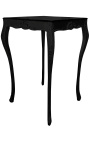 Kvadratna baročna barska miza iz sijajnega črnega lesa s črno površino