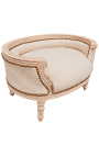 Canapé lit baroque pour chien ou chat velours beige et bois patiné beige