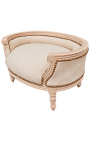 Barok slaapbank voor hond of kat beige fluweel en beige gepatineerd hout