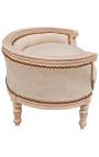 Canapé lit baroque pour chien ou chat velours beige et bois patiné beige