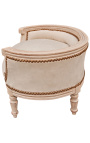 Canapé lit baroque pour chien ou chat velours beige et bois patiné beige