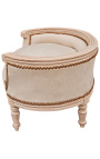 Μπαρόκ καναπές-κρεβάτι για σκύλο ή γάτα μπεζ βελούδο και μπεζ πατιναρισμένο ξύλο