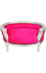 Rozkładana sofa w stylu barokowym dla psa lub kota z tkaniny w kolorze fuksji i srebrnego drewna