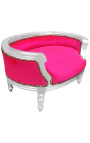 Canapé lit pour chien ou chat baroque fuchsia et bois argent