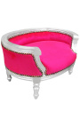 Μπαρόκ καναπές-κρεβάτι για σκύλο ή γάτα φούξια ύφασμα και ασημί ξύλο