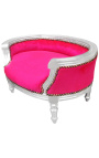 Μπαρόκ καναπές-κρεβάτι για σκύλο ή γάτα φούξια ύφασμα και ασημί ξύλο
