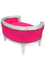 Slaapbank barok voor hond of kat fuchsia stof en zilverhout