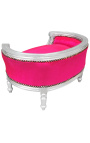 Slaapbank barok voor hond of kat fuchsia stof en zilverhout