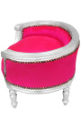 Baroque sofa bed for dog or cat fuchsia fabric and silver wood