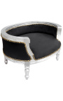 Baroque sofa bed for dog or cat black velvet and silver wood