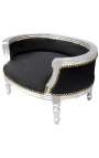 Canapea extensibila baroc pentru caine sau pisica din catifea neagra si lemn argintiu