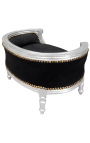 Baročni raztegljiv kavč za psa ali mačko iz črnega žameta in srebrnega lesa