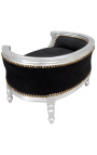 Rozkładana sofa w stylu barokowym dla psa lub kota czarny aksamit i srebrne drewno