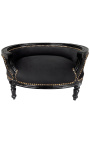 Baroque sofa bed for dog or cat black velvet and black wood