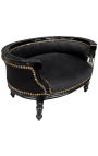 Baroque sofa bed for dog or cat black velvet and black wood