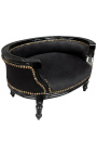Canapé lit pour chien ou chat baroque velours noir et bois laqué noir