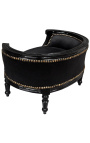 Canapea extensibila baroc pentru caine sau pisica catifea neagra si lemn negru