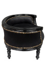 Canapea extensibila baroc pentru caine sau pisica catifea neagra si lemn negru
