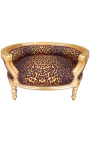 Baroque sofa bed for dog or cat leopard fabric and gold wood