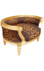 Baroque sofa bed for dog or cat leopard fabric and gold wood