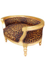 Baroková rozkladacia pohovka pre psa alebo mačku leopard látka a zlaté drevo