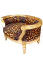 Canapé lit pour chien ou chat baroque tissu leopard et bois doré