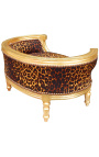 Barock bäddsoffa för hund eller katt leopardtyg och guldträ