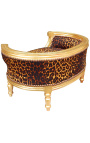 Barock bäddsoffa för hund eller katt leopardtyg och guldträ