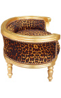 Barock bäddsoffa för hund eller katt leopardtyg och guldträ