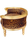 Barock bäddsoffa för hund eller katt leopardtyg och guldträ