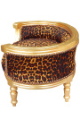 Sofá cama barroca para tela de leopardo de perro o gato y madera de oro