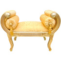 Panca romana in tessuto raso oro e legno oro