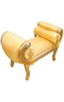 Římská lavice zlatá saténová látka a zlacené dřevo 